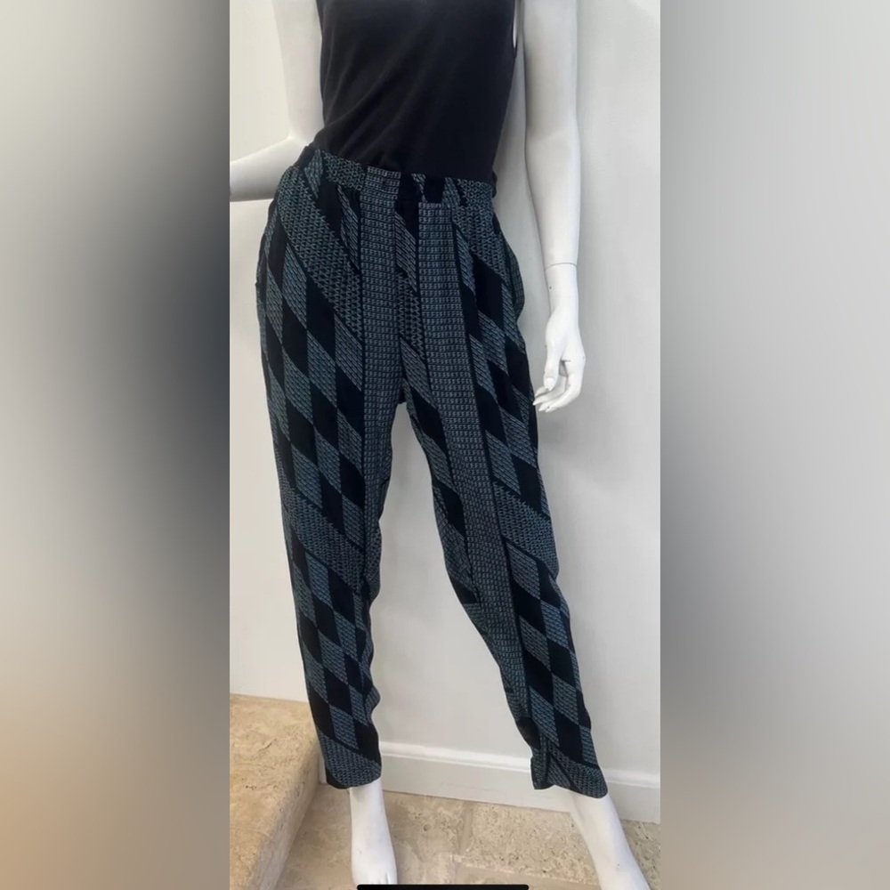 MANAOLA Tapered Leg Rayon Pants, Size XL, Blue/Black